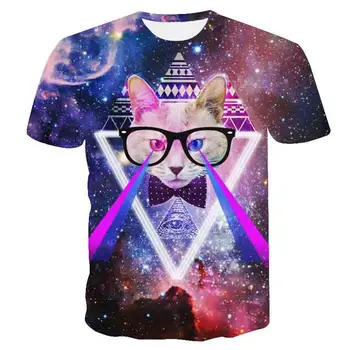 2020 novi galaxy prostor 3D t shirt lep mucek mačka jesti pico smešno vrhovi tee kratek rokav poletne majice za moške dropship t-shirt