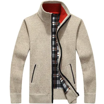 2020 Pozimi, Jeseni Moških je Debel Sweatercoat moških Barva Stojala za Ovratnik Toplo Jopico masculino Plus Velikost M-3XL Pulover, Jakna
