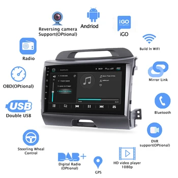 2Din Android 10 auto Radio Multimedijski Predvajalnik Videa, GPS DVD 5mp navigacija forKIA Sportage 3 2010 2011-2016 avto radio sprejemnik