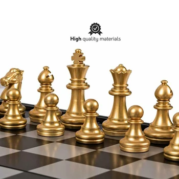 32pcs Zlato, Srebro Šah Srednjeveški Šahovska garnitura Z Visoko Kakovostjo Šahovnici Magnetni Igre