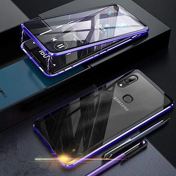 360 Magnetni Absorpcije Kovin Flip Primeru Za Samsung Galaxy A10S Dvojno Stransko Steklo Magnet Pokrovček Za Galaxy A10S A 10S A107F Primeru