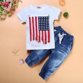 3Piece/2-7Years/Pomlad Poletje Obleke Za Baby Fantje Kompleti Oblačil Priložnostne Moda Bombaža T-shirt+Otroci Jeans Oblačila BC1321-1