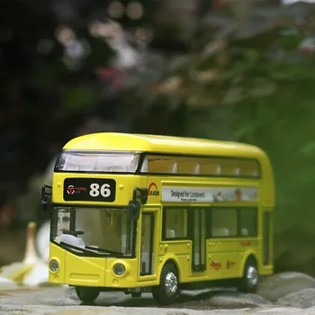 4 Barve Pullback Zlitine Dvojni Kabini, Avtobus, Avto Igrače Model Igrače za Otroke, London Mesto Šolski Avtobus Otroci darilo