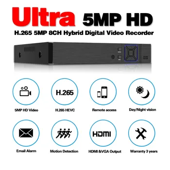4 in 8 channe 1080P 5MP 6 v 1 DVR video snemalnik za AHD fotoaparat analogne kamere IP kamere P2P NVR cctv sistema DVR H. 265 4ch 8ch