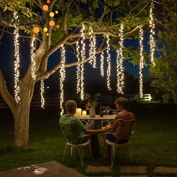 4x2.5m connectable led racimos poroko niz luči božič vila lučka led garland prostem za vrtno zabavo drevo teras dekor