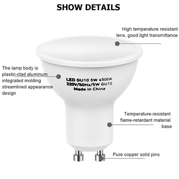 5W Pozornosti Sijalke GU10 LED Žarnica 220V 6500K Non-Zatemniti Led Reflektorji Cool Bela Barva Domov LED Svetilke Trgovina Dekoracijo