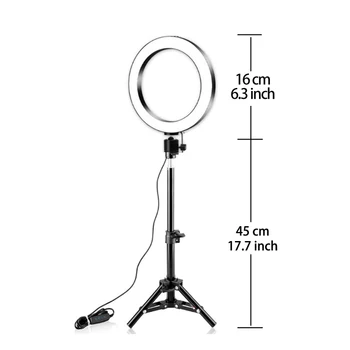 6.3-10 Inch Selfie svetlobni obroč s Zatemniti Led Obroč Svetlobe Žarnice Fotograranje s 45 cm Stojalo Stojalo USB za Ličila Youtube Video