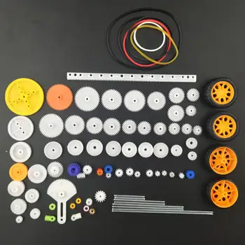 82 kos Plastike Prestavi Paket za Vgradnjo DIY Orodja Izbor dodatki set za Igrača Avtomobil Robot Različnih Prestavi Osi Pasu Puše