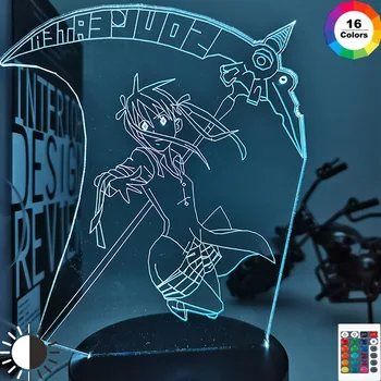 Anime Dušo Jedec Maka Albarn Slika Otroci Led Nočna Lučka za Dekoracijo Doma Dekleta Soba Postelji Desk 3D Lučka Darilo Barva Spreminja,