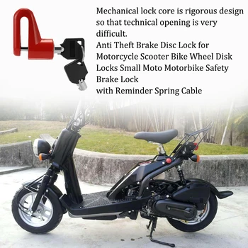 Anti Theft Zavorni Disk Ključavnico za motorno kolo, Skuter Kolo Disk Ključavnice s Opomnik Pomlad Kabel Motoristična Oprema