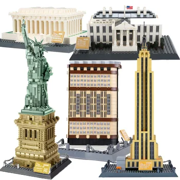 Arhitektura ZDA kip Svobode, Lincoln Memorial, Bele Hiše, Gradnjo Blokov, Mesto New York Stavbe Igrače Opeke Za Otroke