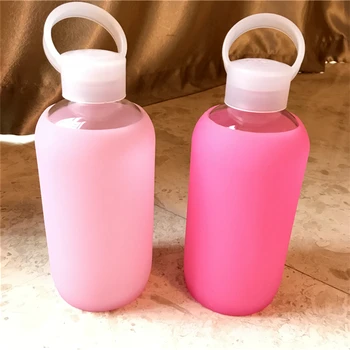 Arshen Moda Pisano Steklo 500 ml Steklenico Vode Steklo Lepo Darilo za Ženske Vodnih Steklenice z Zaščitno Silicij Primeru Tour Tabor
