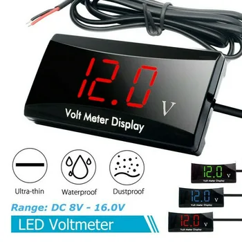 Avto LED Digitalni Voltmeter 12V Mini Led Nepremočljiva Ampermeter Avto Motocycle Napetost Tekoči Meter Volt Detektor Tester Zaslonom 5
