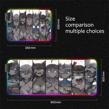 Azur lane anime znakov RGB Mouse Pad Igralec Pribor Velikih LED MousePad XXL Igralni Mizi Preproge PC Mizo Igrajo Mat, Osvetljene