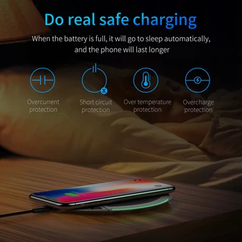 Baseus Zložljive Qi Brezžični Polnilnik Za iPhone 11 Pro Xs Max X Xr 10W 3 Kolobarjih Hitro Brezžično Polnjenje Tipke Za Samsung S9 S9+ S8