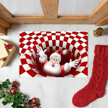 Božič 3D Stereo Vid Iluzijo Preproga Preproga Anti-Slip Talna Ploščica Postelji Območje Odeje Doma Božični Dekor Za dnevno Sobo