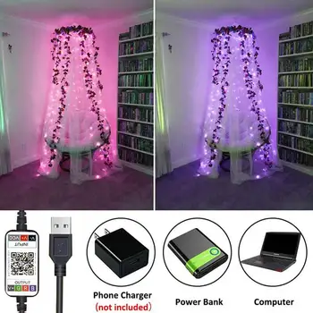 Christmas Tree Okraski Svetlobe Smart Bluetooth, LED App Remote Control Svetlobe Niz Notranja Zunanja Okrasna Osvetlitev