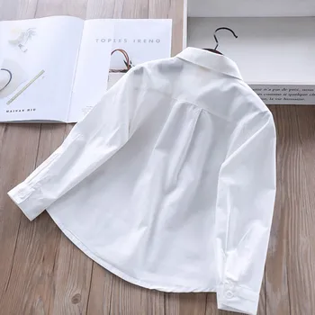 Dekleta Bluze Z Dolgimi Rokavi Belo Bluzo Jeseni Leta 2020 Otroci Oblačila Dekleta 8 Do 12 Risanka Fox Vezenje Vrhovi Bombaž Šoli Majice