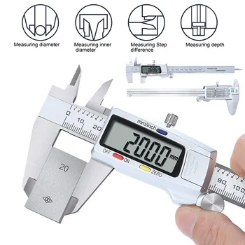 Digitalno kljunasto merilo iz Nerjavečega Jekla Elektronski Digitalni Vernier Čeljusti 6Inch 0-150mm Kovinski Mikrometer za Merjenje Kaliper Merilniki#2