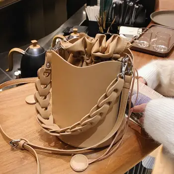 Elegantni Ženski Tote Vedro Vreča 2020 Moda New Visoke kakovosti PU Usnja Ženske Oblikovalec Torbico Vintage Ramenski Messenger Bag