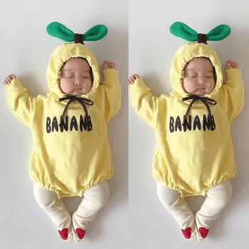 Emmababy Novorojenih Otrok Baby Dekle, Fant, Dolg Rokav Pismo Natisnjeno Banana Pismo Tiskanja Obleko Jumpsuit Romper Oblačila Jeseni