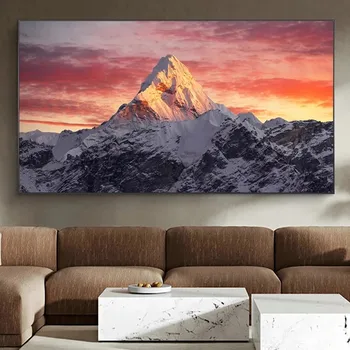 Everest Gora V sončnem zahodu Plakatov in Fotografij Platno Stensko Umetnosti Slikarstva Krajinske Slike Dekoracijo za dnevno Sobo Cuadros