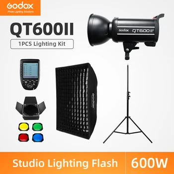 Godox QT600II 600Ws Poklicne Studio Flash Strobe + 2.8 m Lahka Stojalo + 70x100cm Mrežo Softbox + Sproži + Skedenj Vrata Komplet