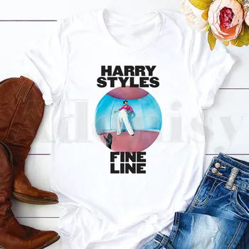 Harry Styles Fine Line korejski Ulzzang Ženske T Shirt Risanka Tshirt Harajuku Ženska T-shirt Kratek Rokav Obleke Poletje