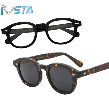 IVSTA Johnny Depp Očala Moških Ročno izdelan Acetatni Okvir Polarizirana sončna Očala Krog Luksuzne blagovne Znamke Optični Kratkovidnost Recept Logotip
