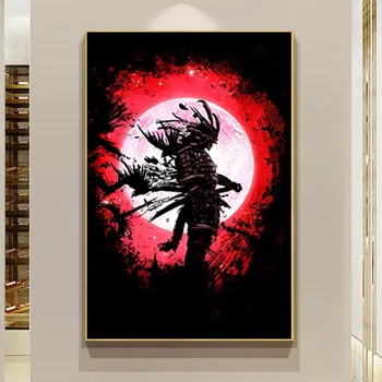Japonski Duh Samurajev Pod Luno Platno Slikarstvo Plakatov in Fotografij Sodobne Wall Art Slik, Dnevna Soba Dekoracijo