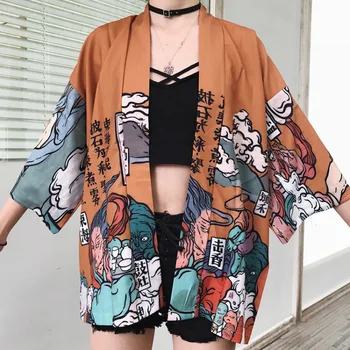 Japonski Slog Haljo Cardigan Fashion Ženske Kimono Tradicionalna Japonska Cosplay Kostum Femme Yukata Obi Haori Jopiči Azijskih Oblačila
