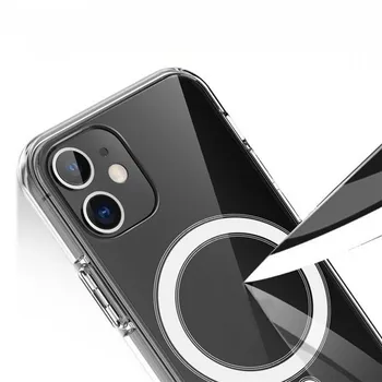 Jasno Magnetno Ohišje Za iPhone 12 Pro Max 12 Mini Primeru Podporo Za Magsafe Brezžično Polnjenje Luksuzni Pregleden Zadnji Pokrovček