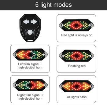 Kolo Vključite Opozorilne Luči Smart Izposoja LED Luč Daljinski upravljalnik Izposoja Smer Kazalnik, s Rog USB Polnjenje Kolo Svetlobe