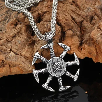 Kolovrat (Svetoch) Amulet Funt iz nerjavečega jekla Norse Viking ogrlico, Obesek