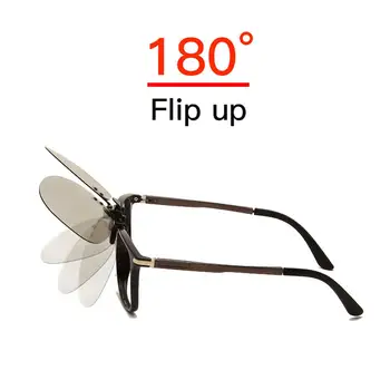 LongKeeper Polarizirana Photochromic Flip Up Pilotni Objektiv Vožnje Nočno Vizijo Očala UV400 Posnetek Na sončna Očala, Leče z Anti Glare