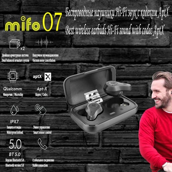 Mifo O7 Dvojno Uravnoteženo Aptx Pravi Brezžični Čepkov za Zmanjšanje Hrupa TWS V5.0 Bluetooth Slušalke Šport Nepremočljiva Mini s 4 Mics