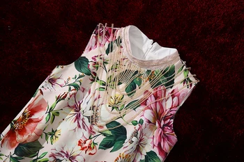 MIUXIMAO 2020 Poletje Obleko Najnovejši Prihoda Modni brez Rokavov Cvet Diamanti Nad Kolena Tank Obleka Ženske Vestidos