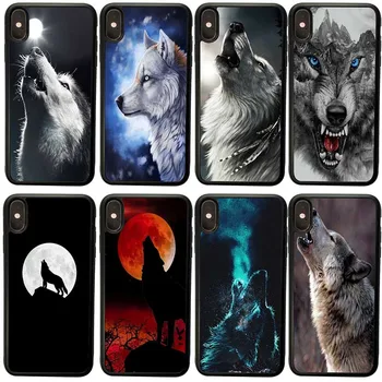 Mobilni Telefon Primerih PC Trdi Plastični Pokrov za iphone 8 7 6 6S Plus X XR XS 11 12 Pro Max 5 5 MP 4 4S Primeru Luna volk in črni volk