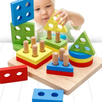 Montessori Izobraževalne Igrače, Lesene Igrače za Otroke Zgodnjega Učenja Uresničevanje Roke-na sposobnost Geometrijske Oblike Ujemanja