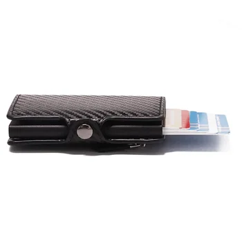 Moške Ogljikovih Vlaken Imetnik Kreditne Kartice RFID Blokiranje Aluminij Metal Imetnika kartice Moški Usnje Smart Denarnice Denarnica z Kovanca Pocket
