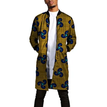 Moški Afriške tiskanja suknjič moda dashiki moški Afriške stojalo ovratnik dolgo jakno meri moške Afriki oblačila padec ladijskega prometa