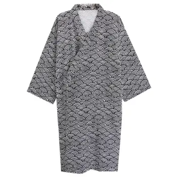 Moški Kimono Kopel Haljo Zanič Vodo Elegantno Kopalni Plašč Plus Velikost Moda Tiskanje Sleepwear Nightgown Svoboden Sredine Dolžina Salon Robe