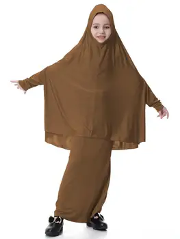 Muslimanska Dekleta Obleko Otroci 2 Kosov Set Abaya Dolgo Hidžab Šal Maxi Krila Islamskega Oblačila Arabski Molitev oblačilo Jilbab Burqa tam kaftan