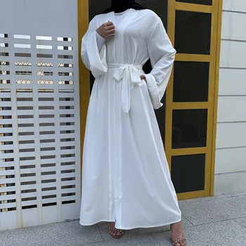 Najnovejše Navaden, Preprost Spredaj Odprti Abaya Dubaj Tam Kaftan Jopico Muslimanskih Žensk Haljo Africaine Femme Caftan Turški Islam Oblačila