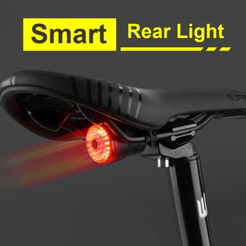 NEWBOLER Smart Izposoja Rep Zadnje Luči Auto Start Stop Zavoro IPX6 Nepremočljiva USB Charge Kolesarjenje Rep Luč LED Luči za Kolo