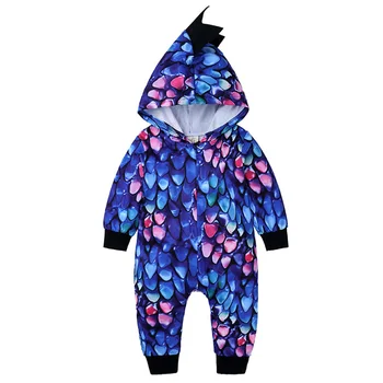 Newborn Baby Oblačila 2021 Pomlad Jesen Dolg Rokav Baby Dinozaver Igralne Obleke Za Otroka Dekle Jumpsuit Praznična Noša Oblačila Za Malčke