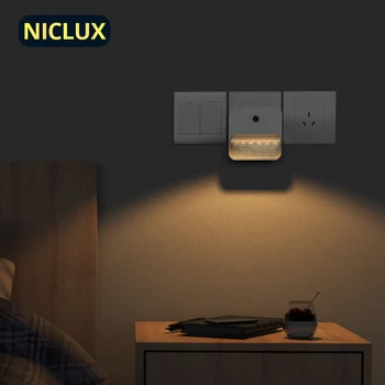 NICLUX LED Nočna Lučka EU Vtičnice 220V Senzor Noč Lučka Spalnica Postelji Stenske Luči Za Otroke, Otroci, ki Živijo Osvetlitev Prostora