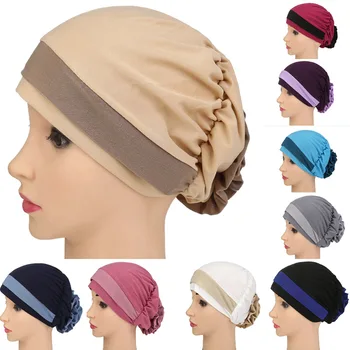 Nove Muslimanske bonnet tanko ploščo cvet klobuk ujemanje barve, cvet glavo klobuk headscarf klobuk zajeti Indijski nacionalni klobuk