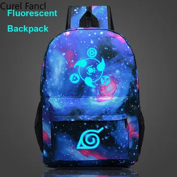 Novo Fluorescentno Žareče Naruto Sasuke Fant Šolsko torbo Ženske Bagpack Najstnikov Schoolbags Moških, Otrok, Študentov Nahrbtniki