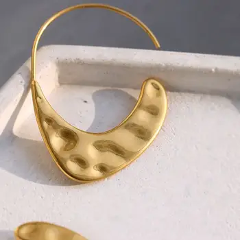 Oblikovalec nakita 18k zlato Vakuumske prekrita medenina, Baker Kovinski geometrijske kavljem obliko Stud Uhani za ženske stranka luksuzni dropshipping